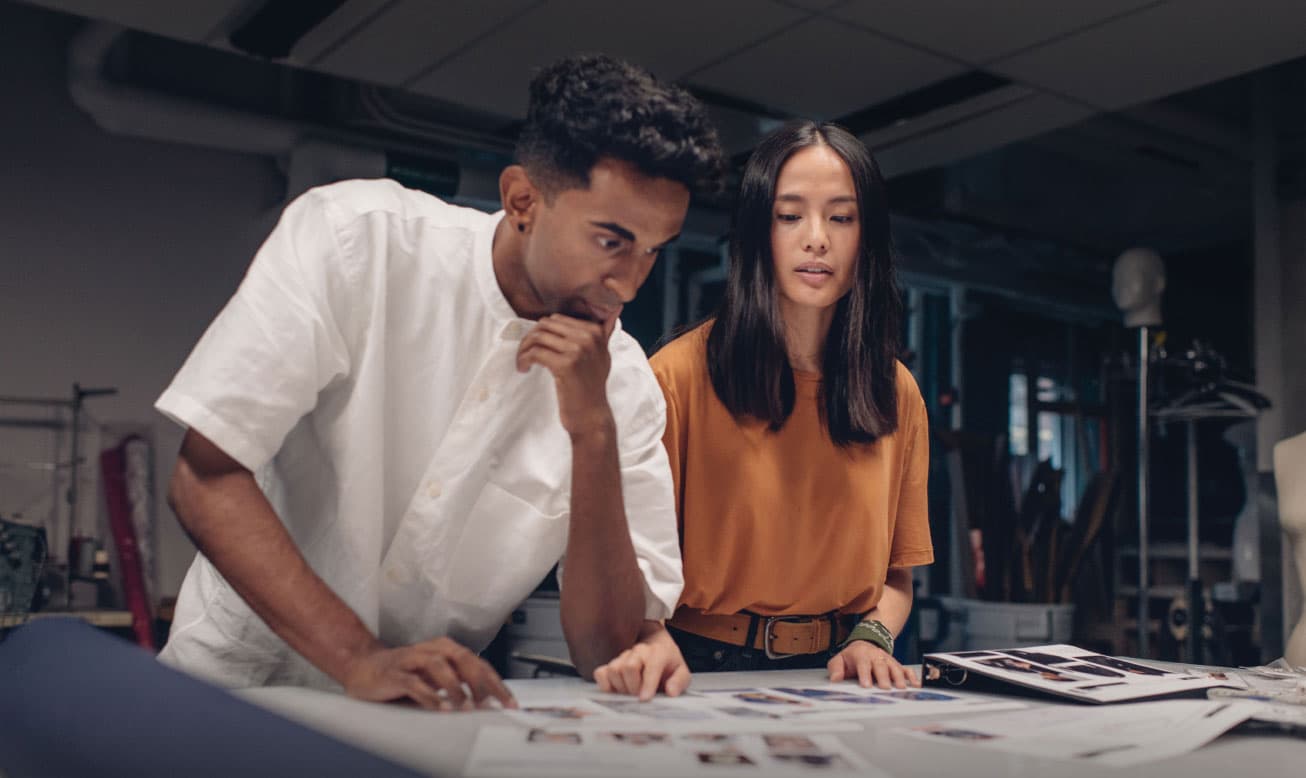 two students in a workshop