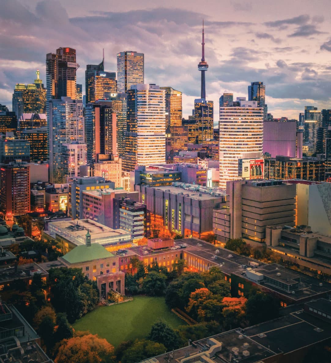 TMU campus with the CN tower and downtown backdrop