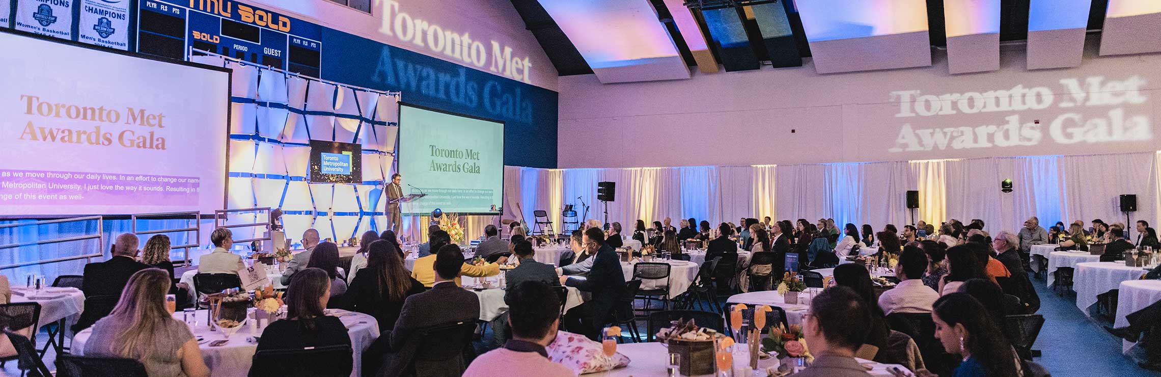 The stage at the 2023 Toronto Met Awards Gala.