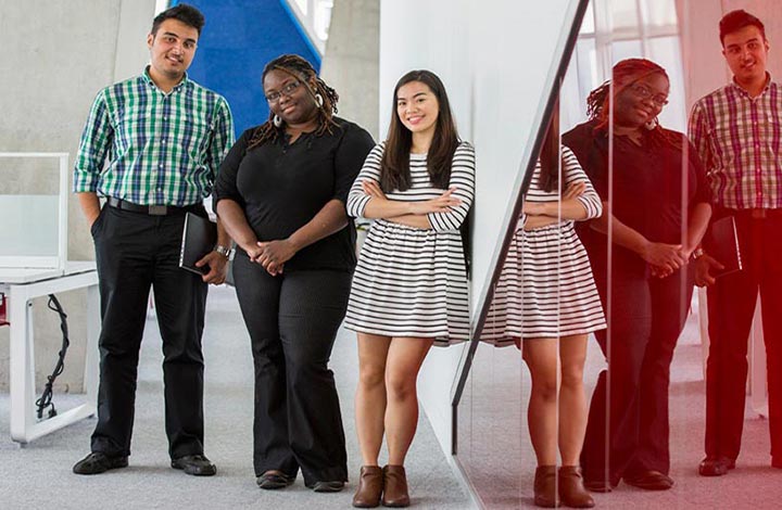 Three students in TMU Student Learning Centre