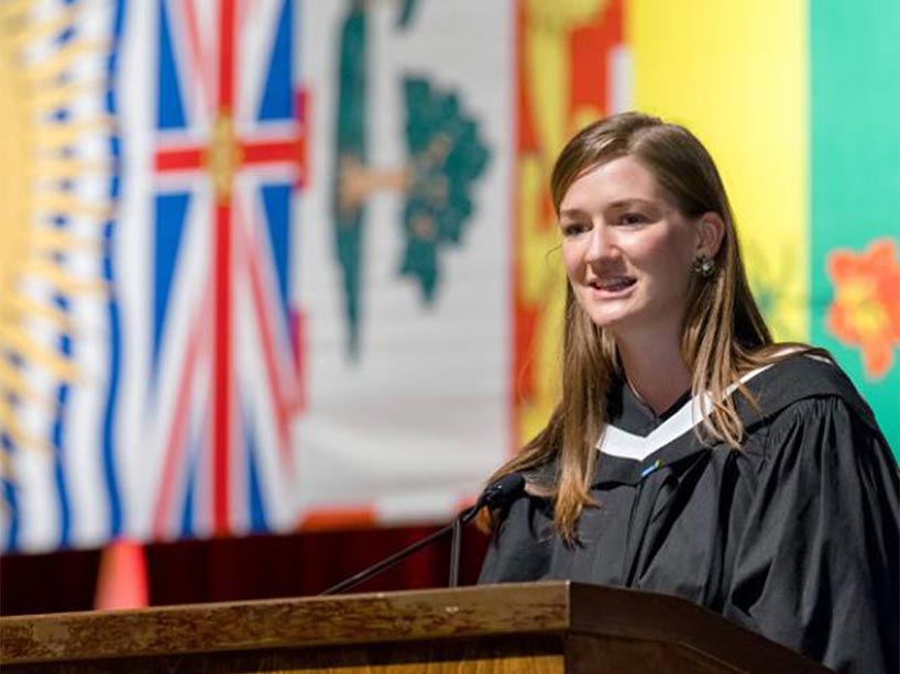 Madeline Lay presenting at the fall convocation