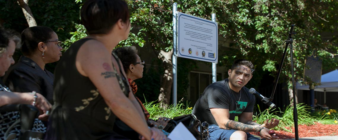 Indigenous students, faculty and staff gathered at the unveiling of a contextualizing plaque at the Egerton Ryerson statue on June 25, 2018