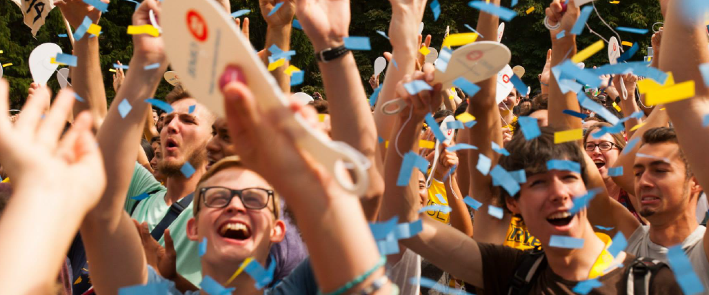 Students celebrating during Orientation